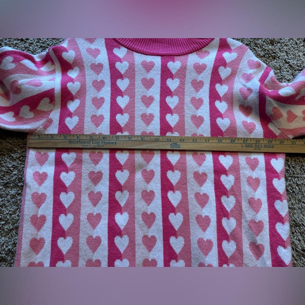 Chérie Colette Pink Heart Sweater Mock Neck Pullover Size L - Picture 4 of 6